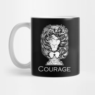 Heart of a Lion - Courage - White Outlined Version Mug